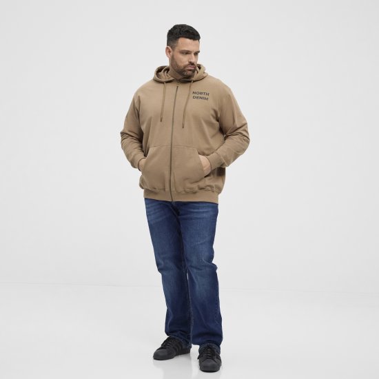 North Latitude Hoodie with Zipper Dark Sand - Sweaters & hoodies - Sweaters & Hoodies Grote Maten Heren