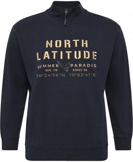 North Latitude Sweatshirt Half-Zip Navy - HERENKLEDING MT-6XLT - Tall Kleding Heren