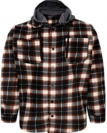 Espionage Fleece Shirt Jacket with Removable Hood Black - Jassen - Grote Maten Herenjassen