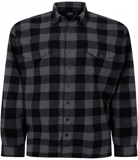 Espionage SH423 Checked Overshirt Black/Charcoal - Lentejassen - Voorjaarsjassen in grote maten