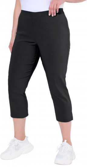 Ulla Popken Stretch Basic Bengaline Capri Pants Black - Jeans & Broeken in Grote Maten – Plus Size - 