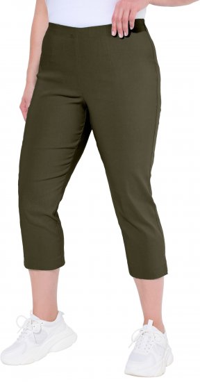 Ulla Popken Stretch Basic Bengaline Capri Pants Forest Forest Green - Jeans & Broeken in Grote Maten – Plus Size - 