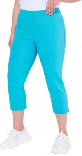Ulla Popken Stretch Basic Bengaline Capri Pants Deep Aqua - Jeans & Broeken in Grote Maten – Plus Size - 