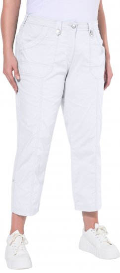 Ulla Popken Roll Tab Hem Stretch Cargo Pants White - Jeans & Broeken in Grote Maten – Plus Size - 