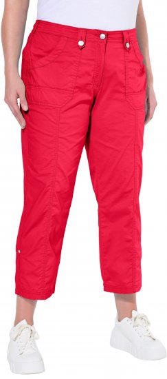 Ulla Popken Roll Tab Hem Stretch Cargo Pants Red - Jeans & Broeken in Grote Maten – Plus Size - 