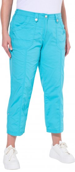 Ulla Popken Roll Tab Hem Stretch Cargo Pants Deep Aqua - Jeans & Broeken in Grote Maten – Plus Size - 