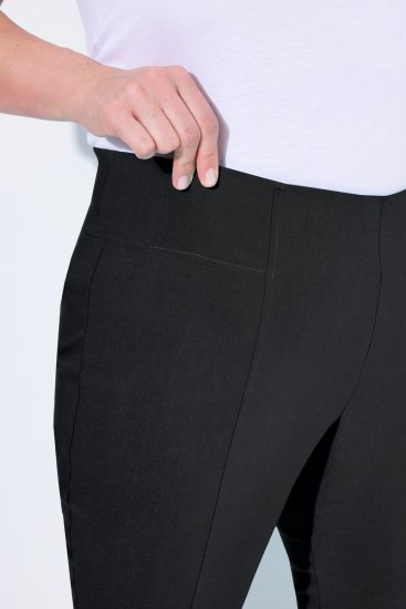Ulla Popken Bengaline Elastic Waist Stretch Capri Pants Black - Stoffen broeken - Dames wijde broeken in grote maten