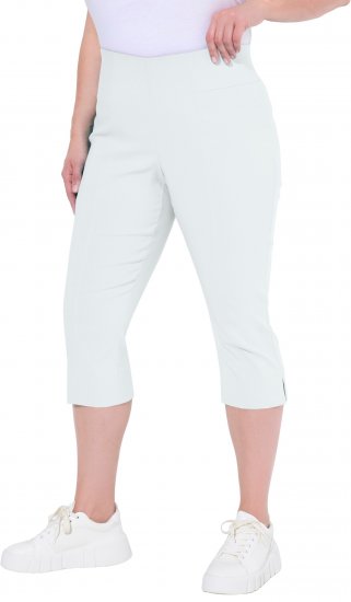Ulla Popken Bengaline Elastic Waist Stretch Capri Pants Snow White - Jeans & Broeken in Grote Maten – Plus Size - 
