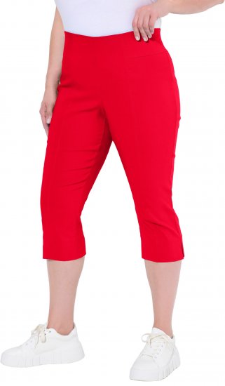 Ulla Popken Bengaline Elastic Waist Stretch Capri Pants Red - Jeans & Broeken in Grote Maten – Plus Size - 