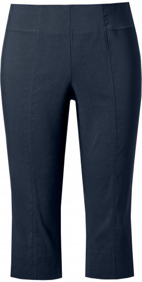 Ulla Popken Bengaline Elastic Waist Stretch Capri Pants Navy Blue - Jeans & Broeken in Grote Maten – Plus Size - 