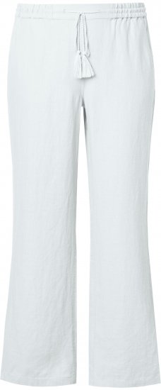 Ulla Popken Drawstring Elastic Waist Mary Fit Linen Pants Snow White - Jeans & Broeken in Grote Maten – Plus Size - 