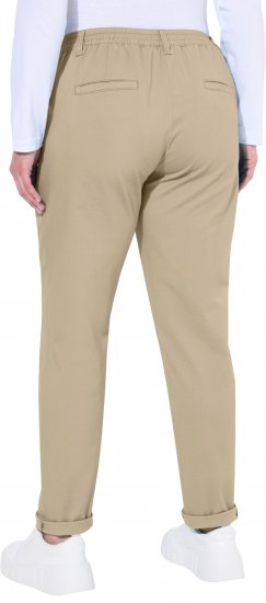 Ulla Popken Chino Elastic Waist Stretch Cotton Pants Brown - Jeans & Broeken in Grote Maten – Plus Size - 