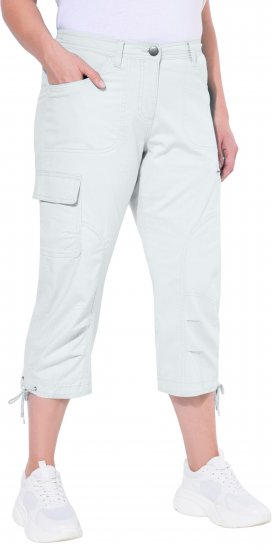 Ulla Popken Stretch Cotton Cargo Crop Pants Snow White - Jeans & Broeken in Grote Maten – Plus Size - 