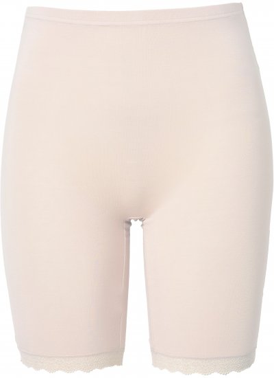 Ulla Popken Lace Hem Stretch Viscose Knit Bicycle Length Lounge Shorts Beige - Jeans & Broeken in Grote Maten – Plus Size - 
