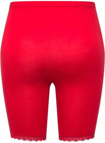 Ulla Popken Lace Hem Stretch Viscose Knit Bicycle Length Lounge Shorts Red - Jeans & Broeken in Grote Maten – Plus Size - 