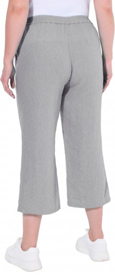 Ulla Popken Cool Linen Elastic Waist Capri Pants Light Grey Melange - Jeans & Broeken in Grote Maten – Plus Size - 