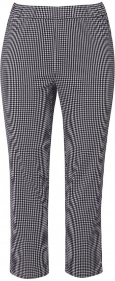 Ulla Popken Check Bengaline Slim Leg Sienna Fit Stretch Crop Pants Navy - Jeans & Broeken in Grote Maten – Plus Size - 