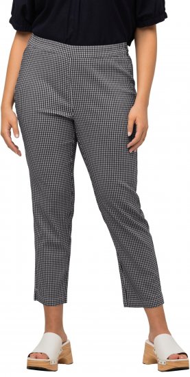 Ulla Popken Check Bengaline Slim Leg Sienna Fit Stretch Crop Pants Navy - Jeans & Broeken in Grote Maten – Plus Size - 
