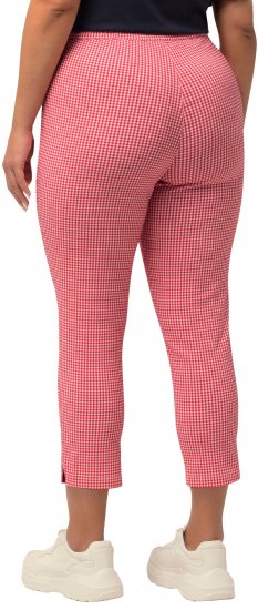 Ulla Popken Check Bengaline Slim Leg Sienna Fit Stretch Crop Pants Light Pink - Jeans & Broeken in Grote Maten – Plus Size - 