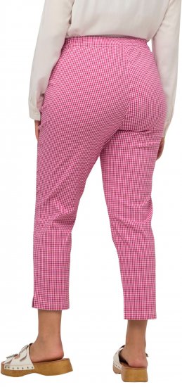 Ulla Popken Check Bengaline Slim Leg Sienna Fit Stretch Crop Pants Pale Lilac - Jeans & Broeken in Grote Maten – Plus Size - 