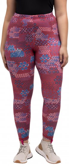 Ulla Popken Graphic Print Recycled Polyester Quick Dry Stretch Leggings Red - Jeans & Broeken in Grote Maten – Plus Size - 
