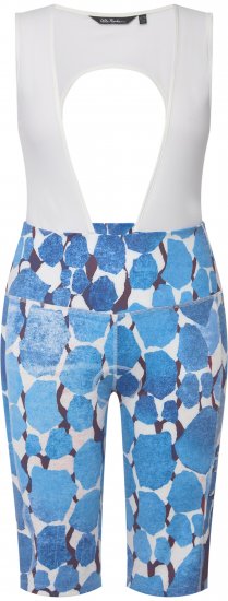 Ulla Popken Abstract Print Padded Cycling Shorts With Suspenders White - Jeans & Broeken in Grote Maten – Plus Size - 