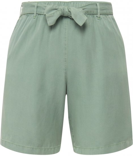 Ulla Popken Tie Belt Lyocell Shorts Moss Green - Jeans & Broeken in Grote Maten – Plus Size - 