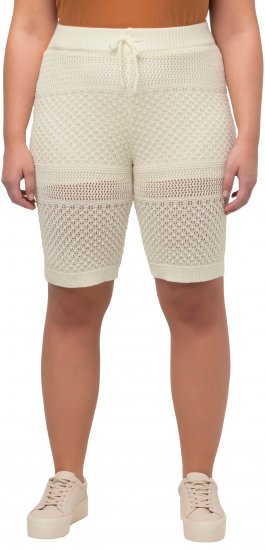 Ulla Popken Crochet Bermuda Layered Look Shorts White - Jeans & Broeken in Grote Maten – Plus Size - 