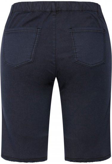 Ulla Popken Frayed Hemline Elastic Waistband Bermuda Shorts Navy - Jeans & Broeken in Grote Maten – Plus Size - 
