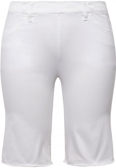 Ulla Popken Frayed Hemline Elastic Waistband Bermuda Shorts Snow White - Jeans & Broeken in Grote Maten – Plus Size - 