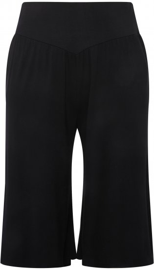 Ulla Popken Wide Leg Flared Bermuda Shorts Black - Jeans & Broeken in Grote Maten – Plus Size - 