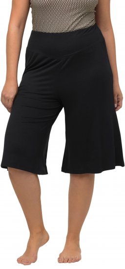 Ulla Popken Wide Leg Flared Bermuda Shorts Black - Jeans & Broeken in Grote Maten – Plus Size - 