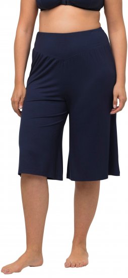 Ulla Popken Wide Leg Flared Bermuda Shorts Navy - Jeans & Broeken in Grote Maten – Plus Size - 