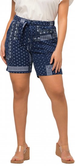 Ulla Popken Paisley Pull On Shorts Blue - Jeans & Broeken in Grote Maten – Plus Size - 