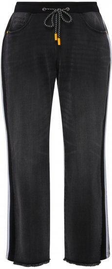 Ulla Popken Side Stripe Stretch Fit Boyfriend Jeans Black - Jeans & Broeken in Grote Maten – Plus Size - 