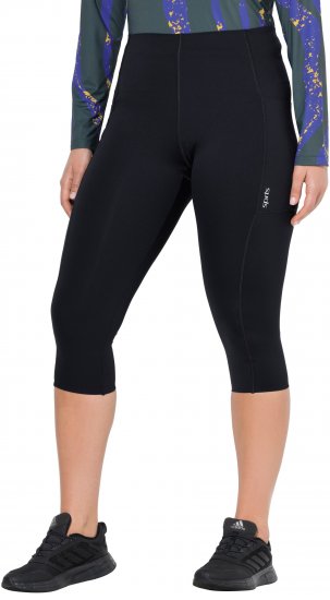 Ulla Popken Cropped Sports Leggings Black - Jeans & Broeken in Grote Maten – Plus Size - 