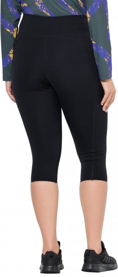 Ulla Popken Cropped Sports Leggings Black - Jeans & Broeken in Grote Maten – Plus Size - 