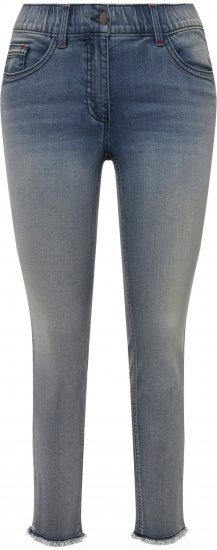 Ulla Popken Fringed Hem Stretch Fit Jeans Blue Denim - Jeans & Broeken in Grote Maten – Plus Size - 