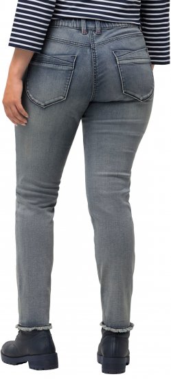 Ulla Popken Fringed Hem Stretch Fit Jeans Blue Denim - Jeans & Broeken in Grote Maten – Plus Size - 