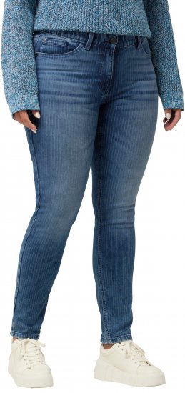 Ulla Popken Textured Stripe Sarah Slim Fit Jeans Blue - Jeans & Broeken in Grote Maten – Plus Size - 