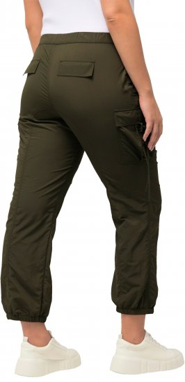 Ulla Popken Elastic Waist Cargo Pants Olives Grey - Jeans & Broeken in Grote Maten – Plus Size - 