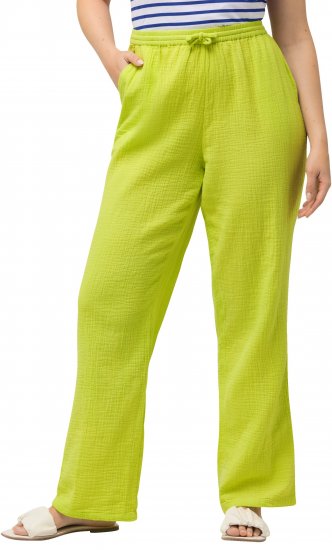 Ulla Popken Muslin Pull On Pants Green - Jeans & Broeken in Grote Maten – Plus Size - 