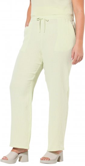 Ulla Popken Muslin Pull On Pants Green - Jeans & Broeken in Grote Maten – Plus Size - 