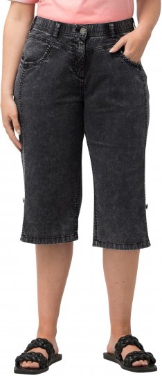 Ulla Popken Denim Acid Wash Bermuda Shorts Black - Jeans & Broeken in Grote Maten – Plus Size - 