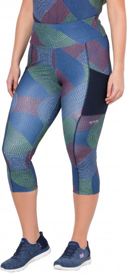 Ulla Popken Quick Dry Cropped Geometric Print Leggings Grey - Jeans & Broeken in Grote Maten – Plus Size - 