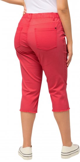 Ulla Popken Stretch Fit Raw Hem Capris Dark Coral - Jeans & Broeken in Grote Maten – Plus Size - 