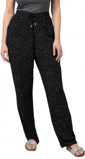 Ulla Popken Speckled Crepe Pull On Pants Black - Jeans & Broeken in Grote Maten – Plus Size - 
