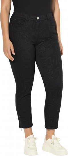 Ulla Popken Animal Print Stretch Fit Jeans Black - Jeans & Broeken in Grote Maten – Plus Size - 