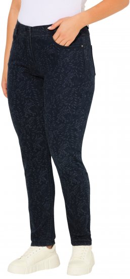 Ulla Popken Leaf Print Boyfriend Jeans Blue - Jeans & Broeken in Grote Maten – Plus Size - 