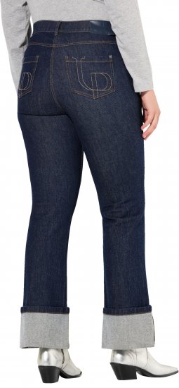 Ulla Popken Turn Up Hem Wide Leg Mary Jeans Grey Denim - Jeans & Broeken in Grote Maten – Plus Size - 
